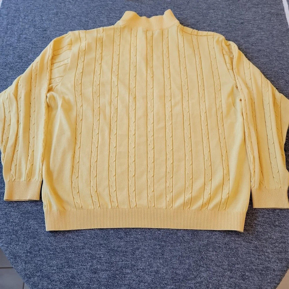 VTG St. Croix Sweater Men's 2XL Yellow Knit Long Sleeve Stretch Banded Waist‎